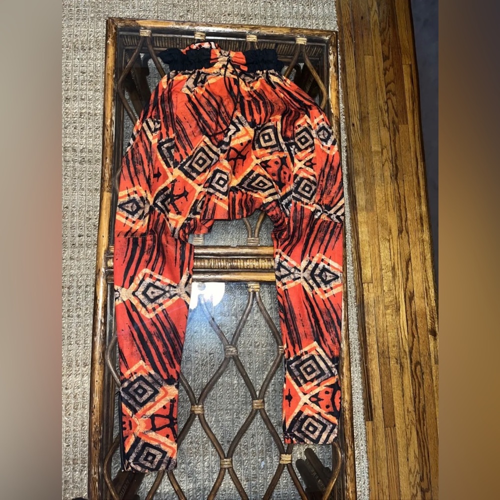 Unisex Tribal Print Drop Crotch Pants Made In Burkina Faso Size Small